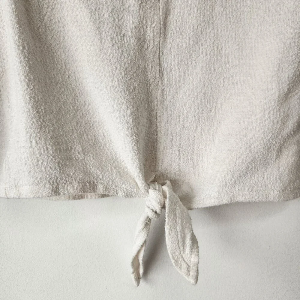 Madewell Texture and Thread Textured Tie-Front Top Blouse Shirt Ivory Women's XS - Picture 4 of 7